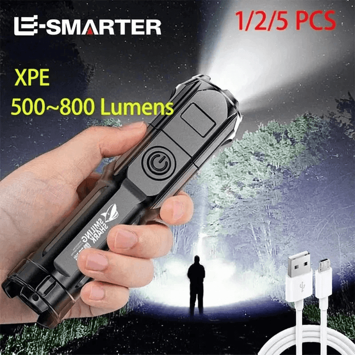 Leistungsstarke LED Taschenlampe, Zoom, USB