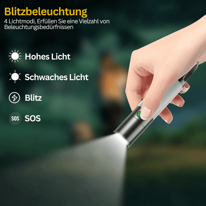 LED Taschenlampe, 1000 Lumen, 4 Modi, USB-C