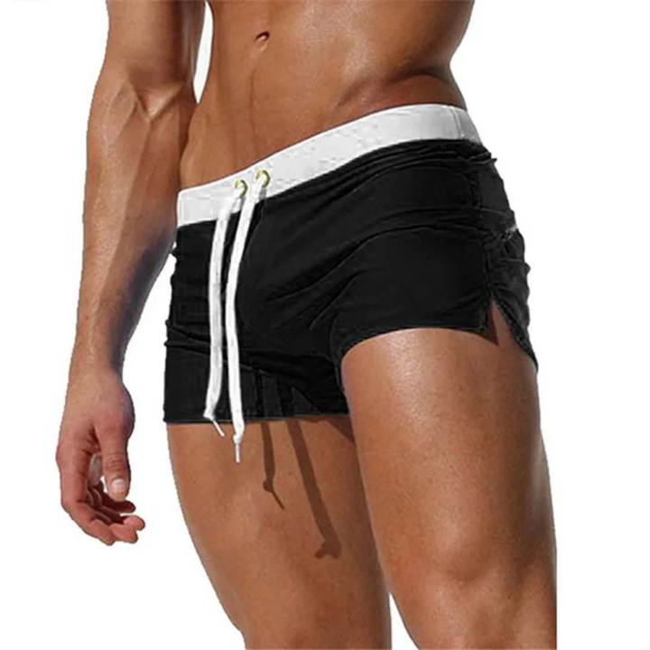 "Badeshorts Herren, leicht, schnelltrocknend, blau mit Kordelzug, für Strand- und Poolabenteuer"