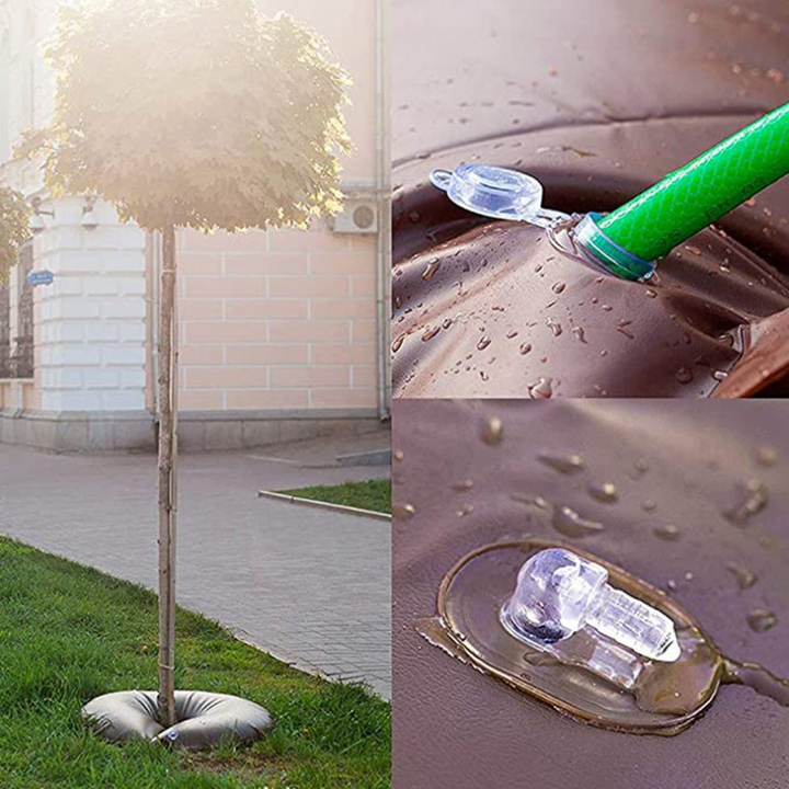 "Baum Bewässerungstasche mit Tropfbewässerung für gleichmäßige Wasserzufuhr an Wurzeln, ideal für Gartenpflege."