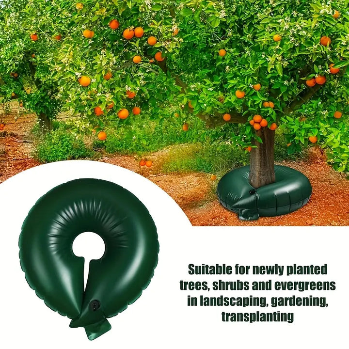 "Baum Bewässerungstasche mit Tropfbewässerung für gleichmäßige Wasserzufuhr an Wurzeln, ideal für Gartenpflege."