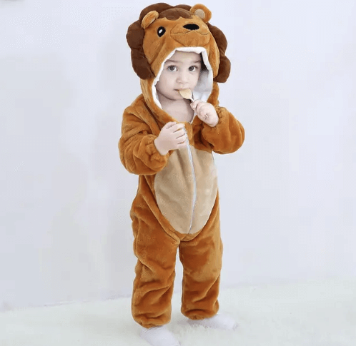Barboteuse pour bébé avec des animaux mignons - douillette et chaude