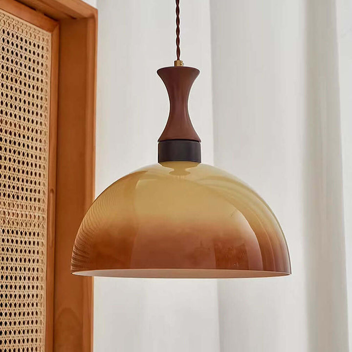 Retro Bernstein Glas Pendelleuchte 30cm