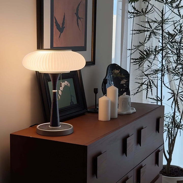 Designer Tischlampe Modern Holz & Metall 36cm