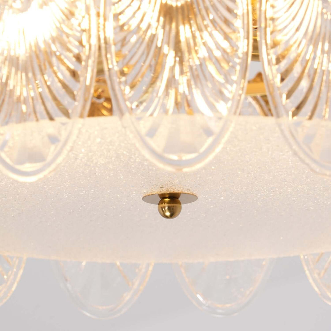 Lustre rond en verre avec motif décoratif