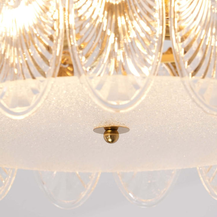 Lustre rond en verre avec motif décoratif