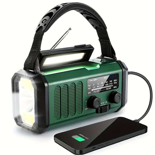 Radio d'urgence multifonctionnelle avec énergie solaire et manivelle