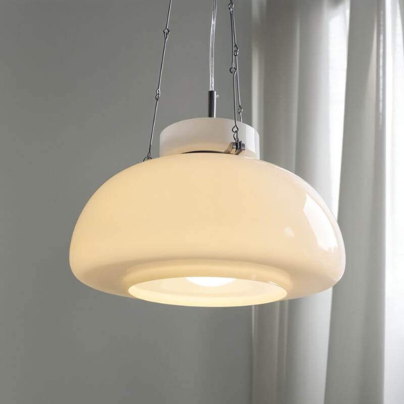 Milchige LED Pendelleuchte Modern Glas 40cm