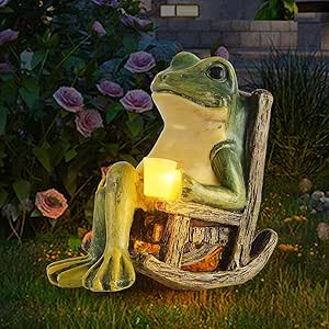 Figurine décorative de grenouille de jardin lumineuse