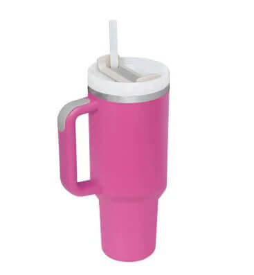 Isolierbecher mit Griff & Strohhalm - Kaffeebecher & Wasserflasche
