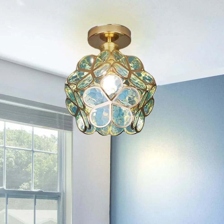 Plafonnier en verre à motif floral pour couloir