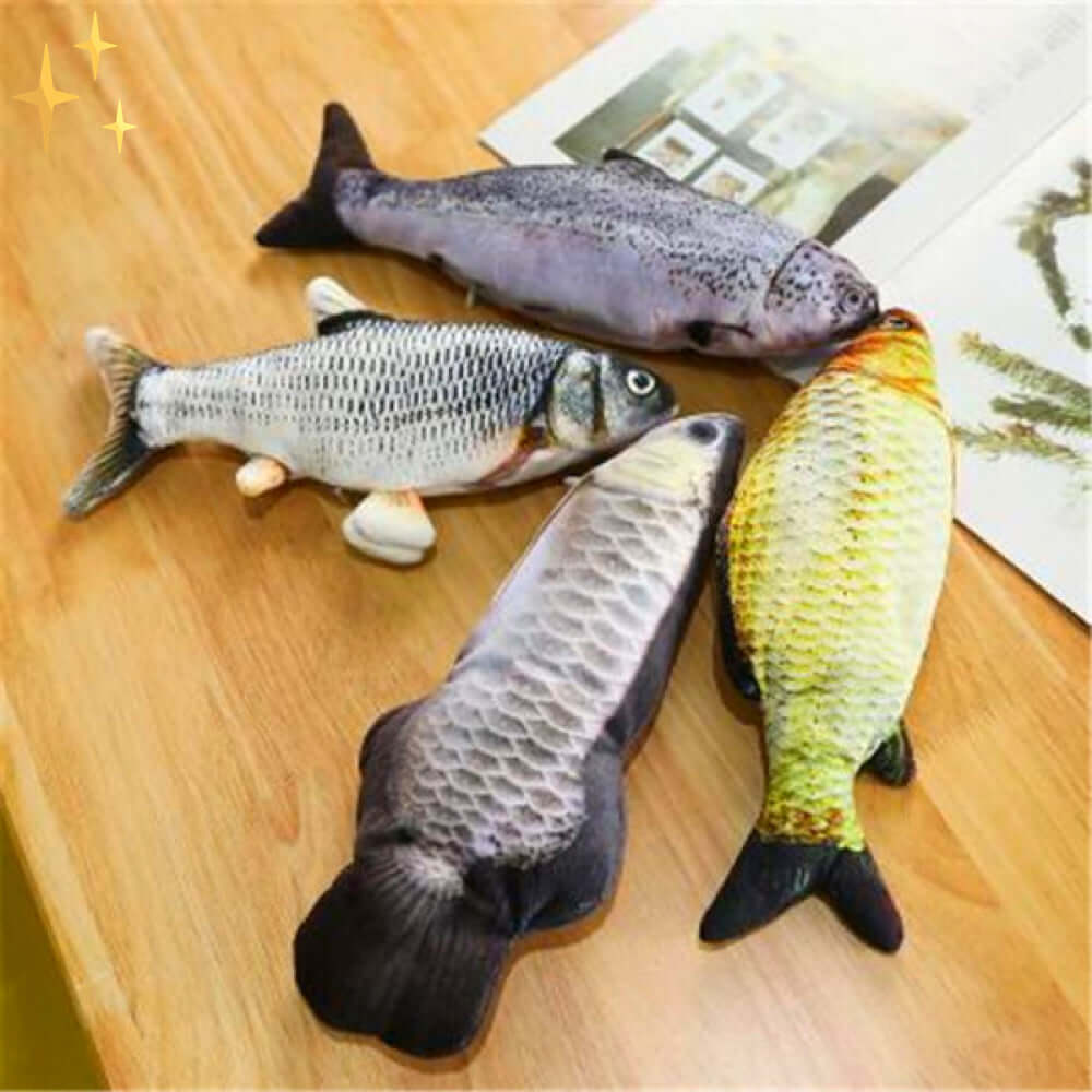 Ensemble de jouets interactifs pour chat - 4 poissons mobiles