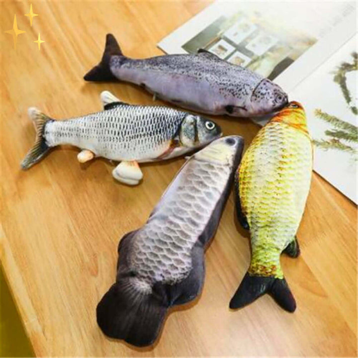 Ensemble de jouets interactifs pour chat - 4 poissons mobiles