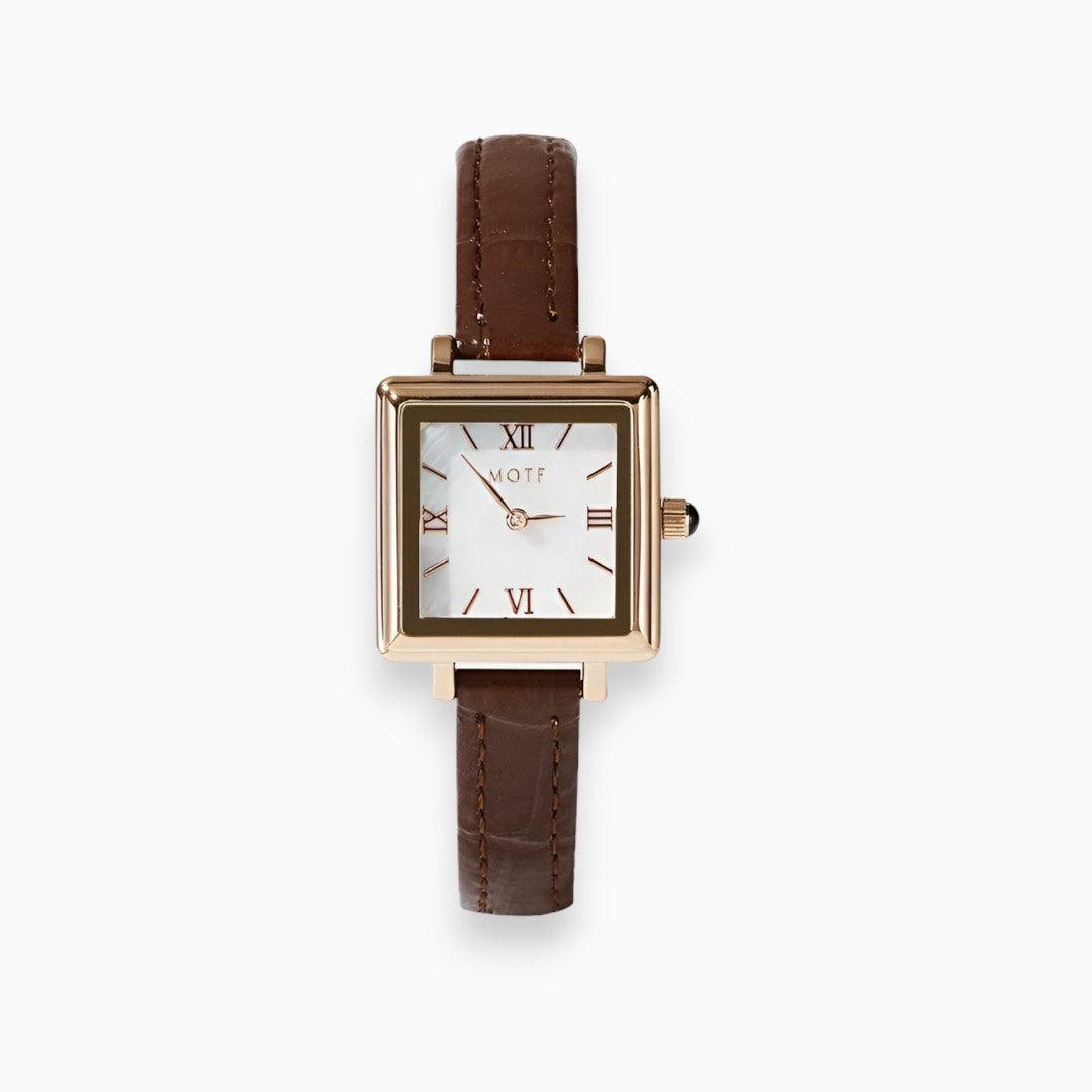 Quadratische Aprikose Armbanduhr - Eleganter Stil
