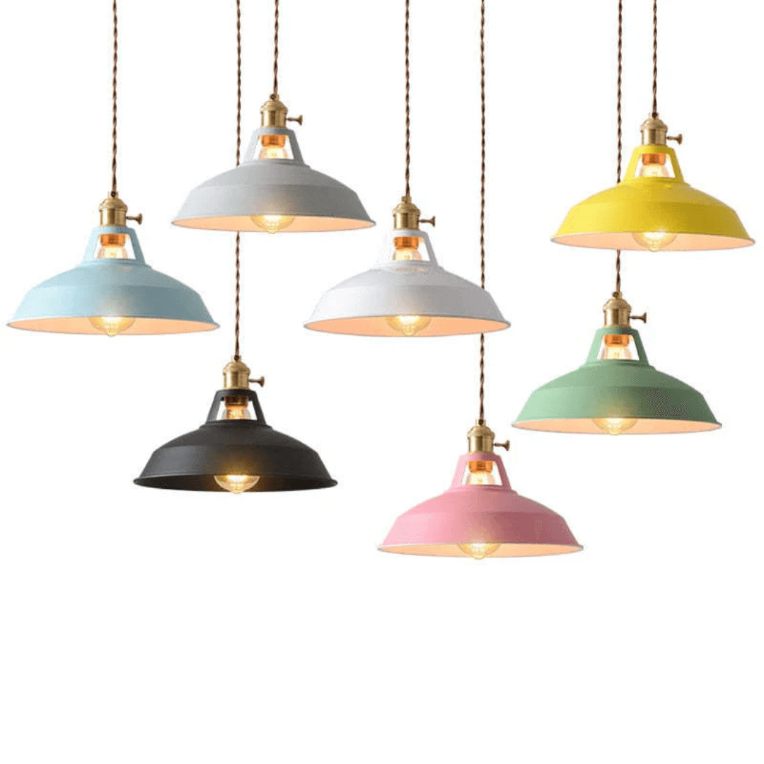 Lampe suspendue LED colorée au design moderne en métal