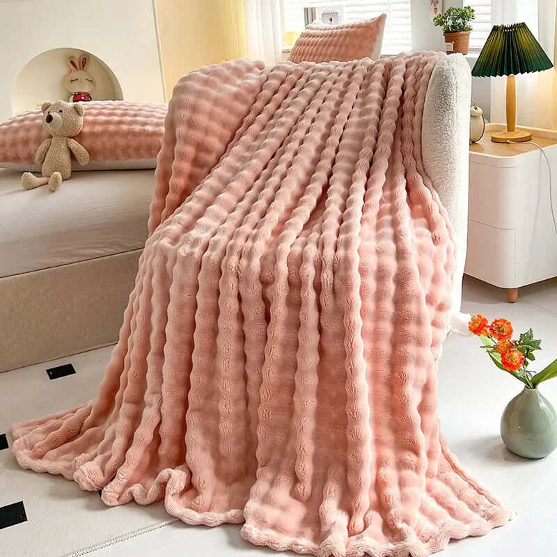 Luxus Fleece Decke Blasentextur - Kuschelweich