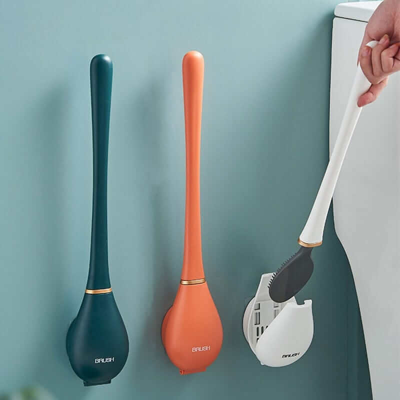 Brosse de toilette en silicone avec support