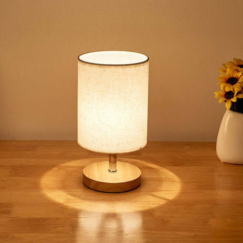 Lampe de table minimaliste en bois et lin