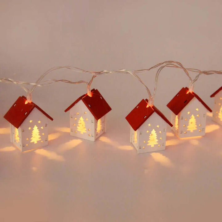 Hängende Holz-Weihnachtshäuser mit LED
