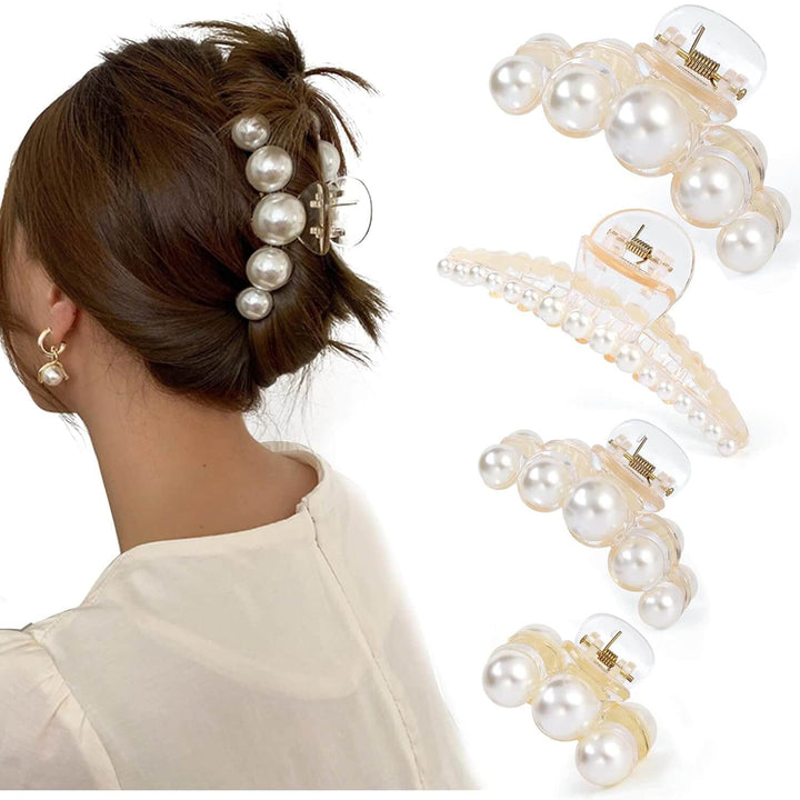Elegante Perlen-Haarklammern 4er-Set