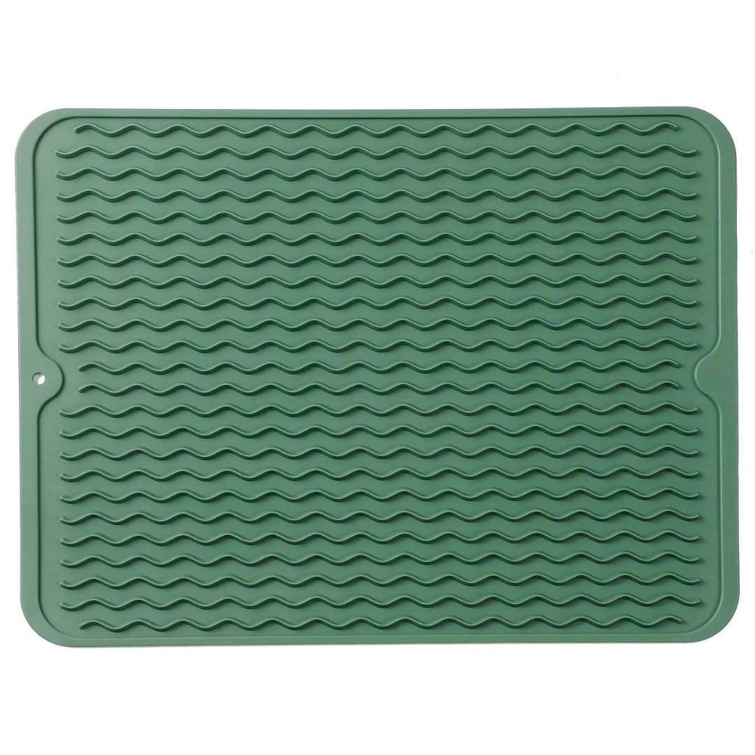 Blaue Silikon-Abtropfmatte, umweltfreundlich und hitzebeständig, ideal für Geschirr in der Küche, Vorderansicht.