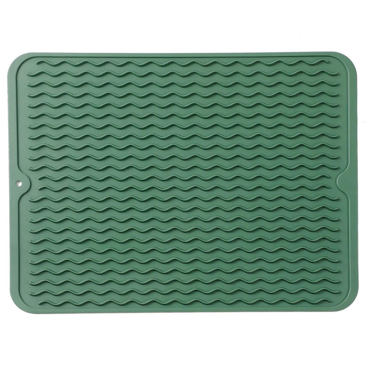 Blaue Silikon-Abtropfmatte, umweltfreundlich und hitzebeständig, ideal für Geschirr in der Küche, Vorderansicht.