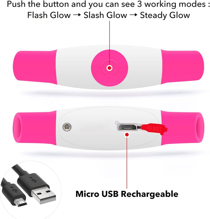 "Blaues leuchtendes LED-Hundehalsband, USB-wiederaufladbar, für sichere Spaziergänge bei Nacht, verstellbar und wetterfest."