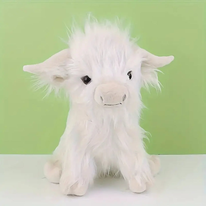 "Braunes Highland Cow Plüschtier, kuschelig weich mit realistischer zotteliger Mähne, ideal für Kinder und Babyzimmer."