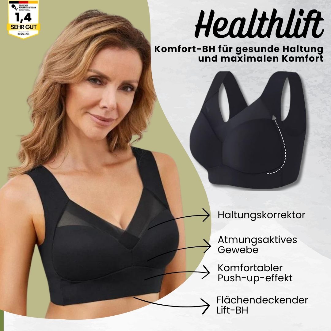 "Bügeloser Komfort-BH in Beige, ergonomisches Design, Haltungskorrektur, atmungsaktiv und nahtlos für optimalen Support."