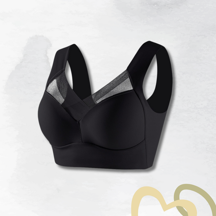 "Bügeloser Komfort-BH in Beige, ergonomisches Design, Haltungskorrektur, atmungsaktiv und nahtlos für optimalen Support."