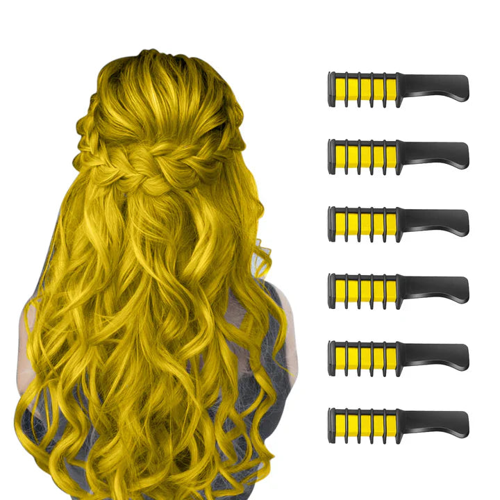 "Bunter waschbarer Haarkreide-Kamm für kreative Haar-Highlights und einfaches Styling, ideal für temporäre Farbveränderungen.