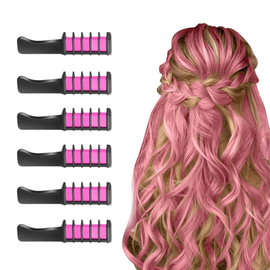 "Bunter waschbarer Haarkreide-Kamm für kreative Haar-Highlights und einfaches Styling, ideal für temporäre Farbveränderungen.