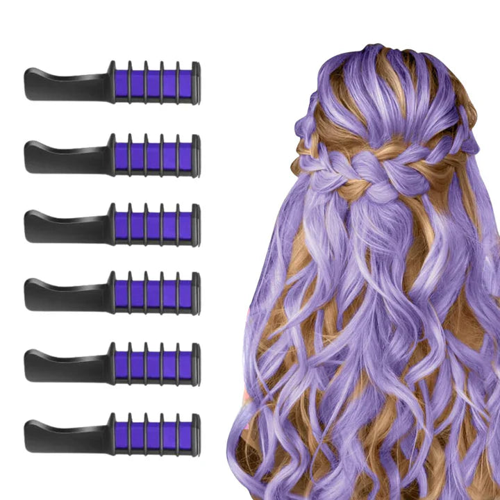 "Bunter waschbarer Haarkreide-Kamm für kreative Haar-Highlights und einfaches Styling, ideal für temporäre Farbveränderungen.