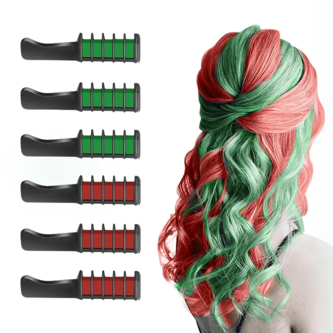 "Bunter waschbarer Haarkreide-Kamm für kreative Haar-Highlights und einfaches Styling, ideal für temporäre Farbveränderungen.