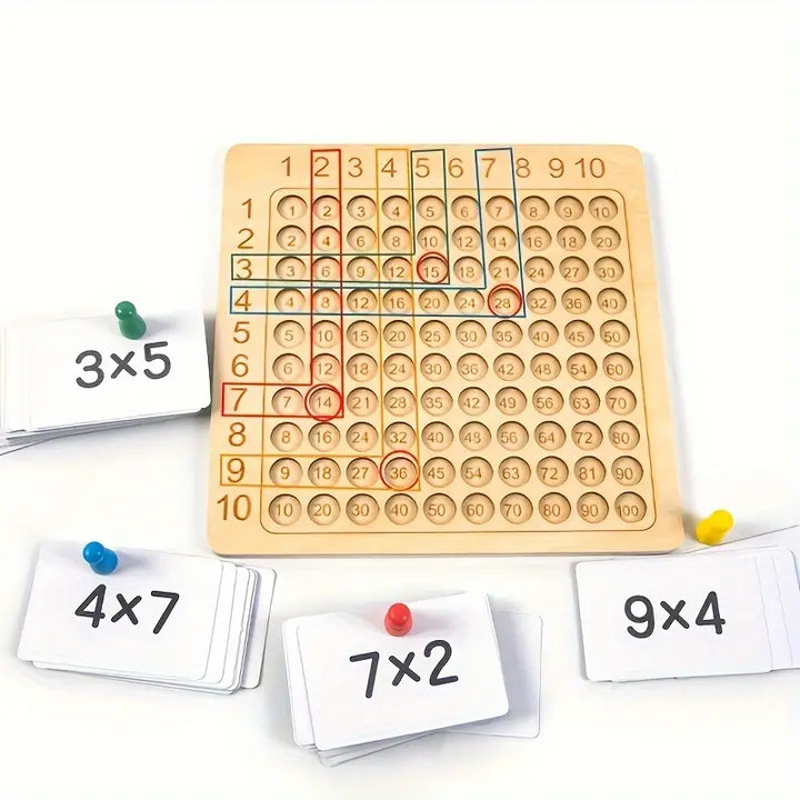 "Buntes Montessori Zahlenspiel aus Holz mit Zahlenchips, fördert mathematisches Verständnis und Feinmotorik bei Kindern."