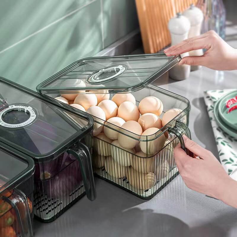 Boîte de rangement pour réfrigérateur - Empilable, transparente