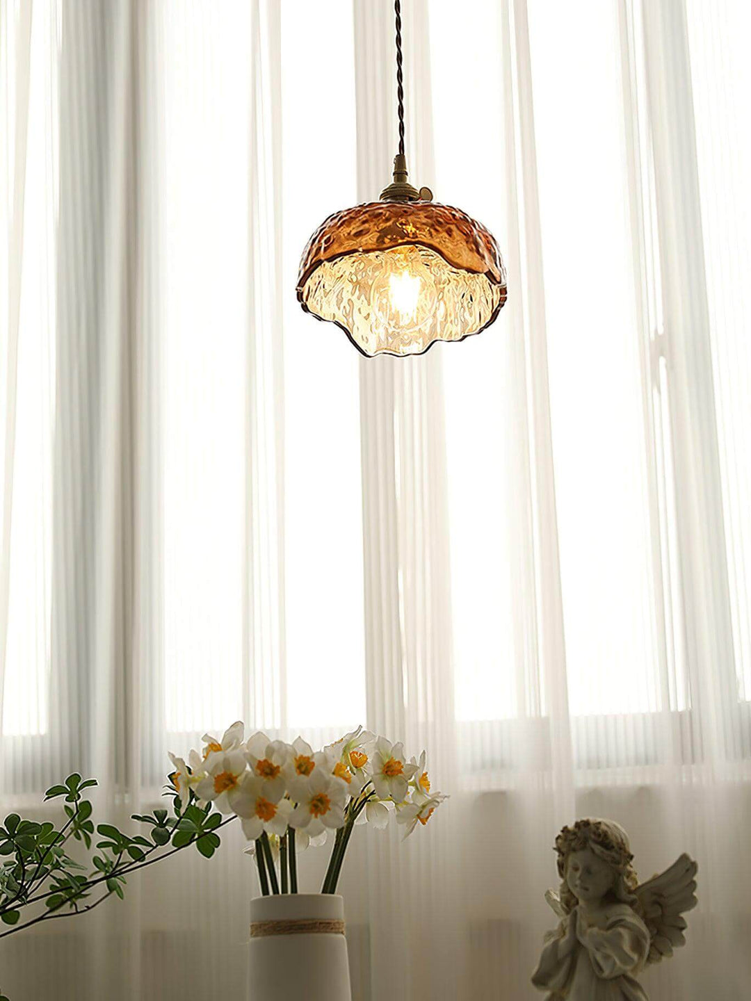 Vintage Hängeleuchte Braun Glas