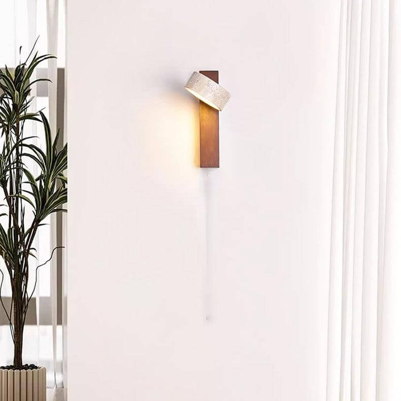 Drehbare Stein & Holz Wandleuchte mit LED