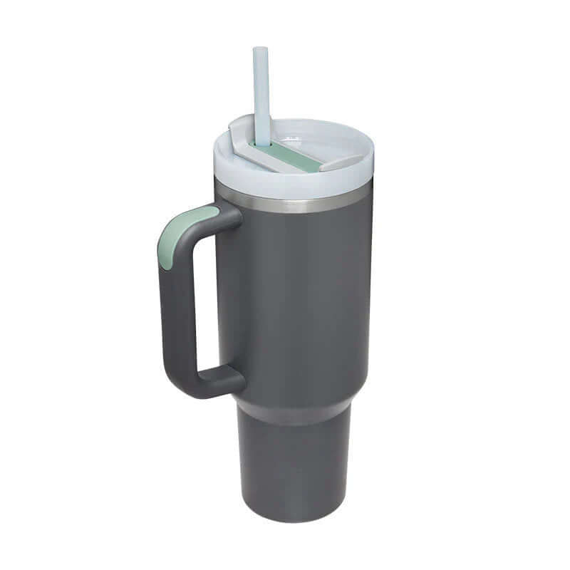 Isolierbecher mit Griff & Strohhalm - Kaffeebecher & Wasserflasche