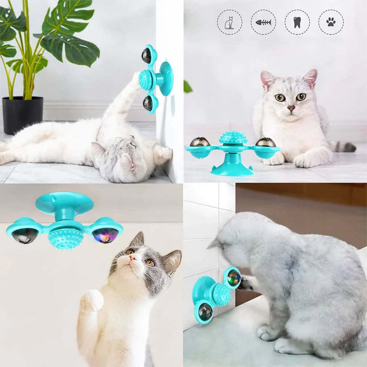 Moulin à vent interactif avec balles pour chat