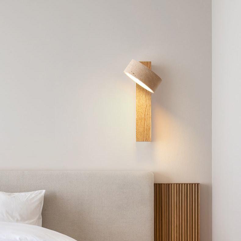 Drehbare Stein & Holz Wandleuchte mit LED