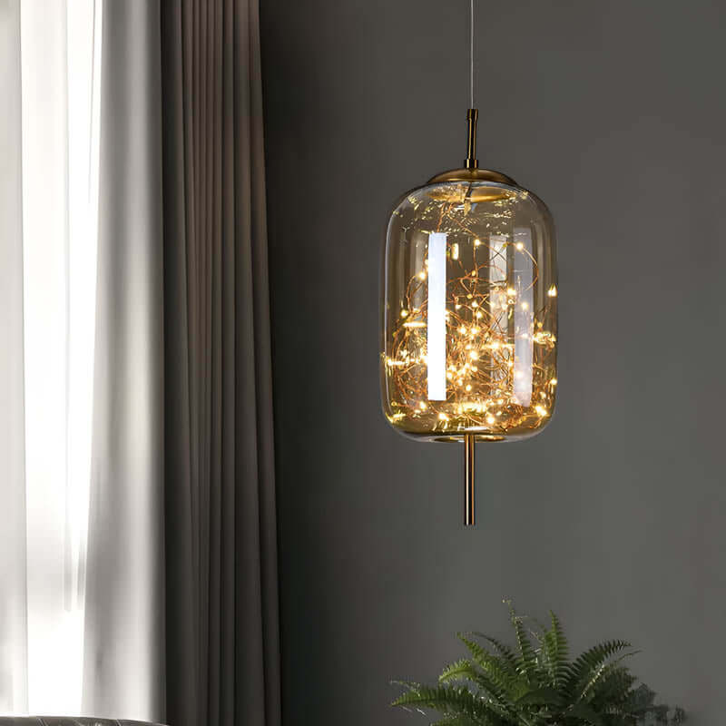 Elegante Braune Glas Pendelleuchte