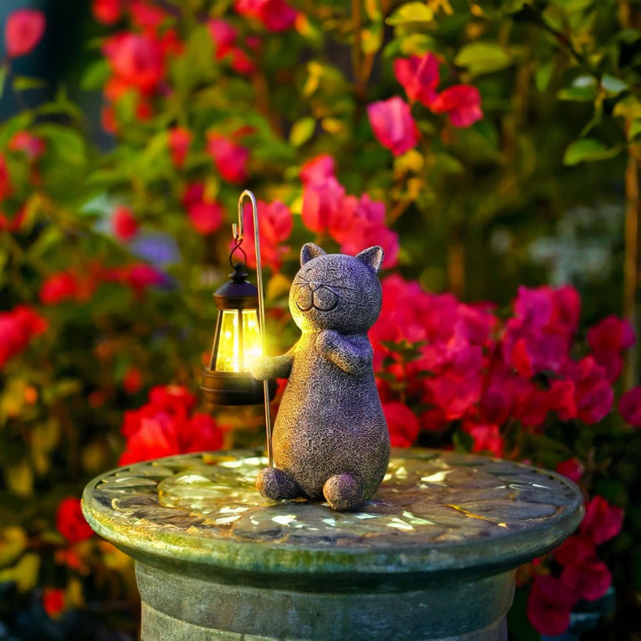 Figurine de chat solaire décorative de jardin lumineuse