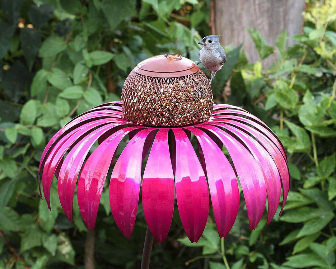Décoration de jardin suspendue en métal en forme de fleur pour nichoir