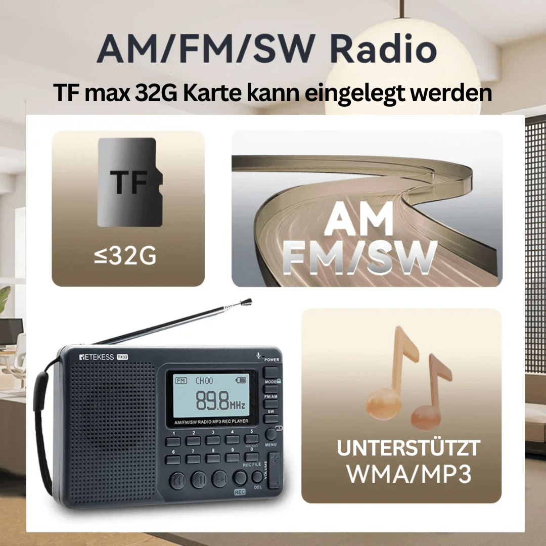 Radio multibande portable avec fonction d'enregistrement