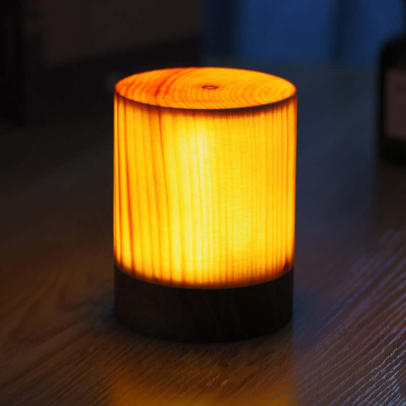 LED Tischlampe Holzoptik Akku & Touch