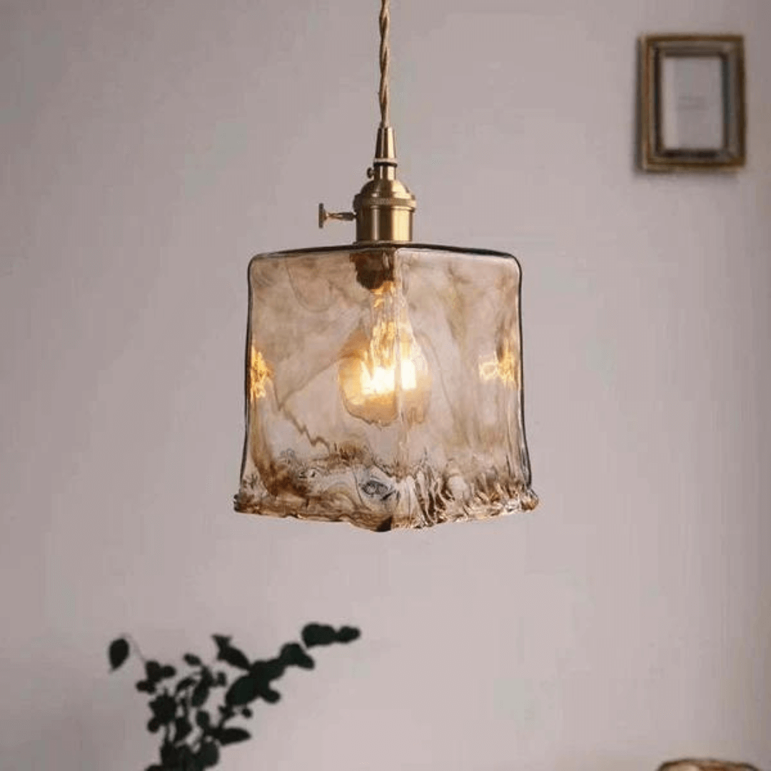 Retro Hängeleuchte Vintage Design Metall Glas