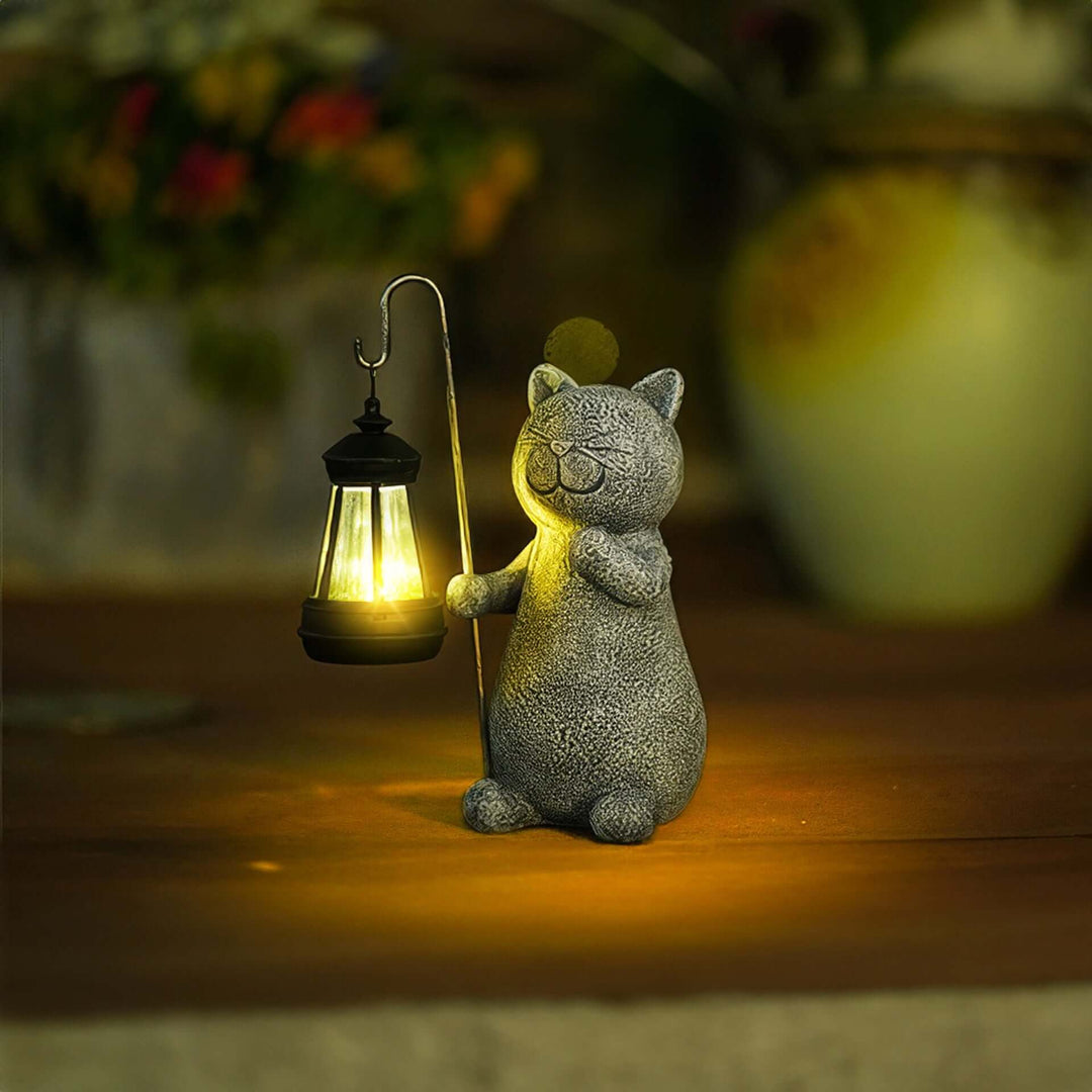 Figurine de chat solaire décorative de jardin lumineuse
