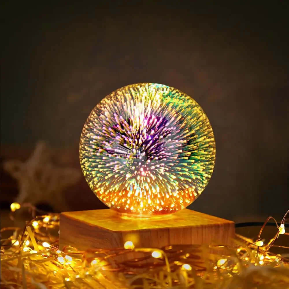 Lampe boule de cristal feu d'artifice 3D
