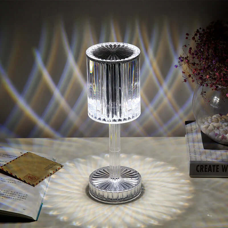 Lampe de table en cristal à intensité variable moderne